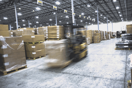 Forklift in action at the new Uponor Lakeville, MN Distribution Center