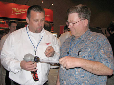 Rick Bastian (left), a regional manager with Milwaukee Electric Tool