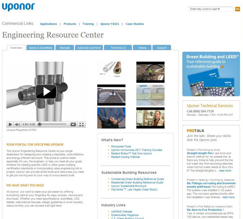 Uponor's new online engineering resource center